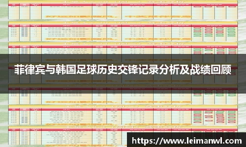 菲律宾与韩国足球历史交锋记录分析及战绩回顾
